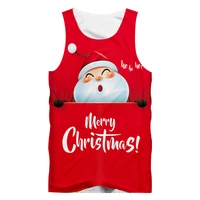 ogkb new fashion funny christmas santa claus 3d printed tank top men xmas sleeveless casual cartoon party fitness sports vest