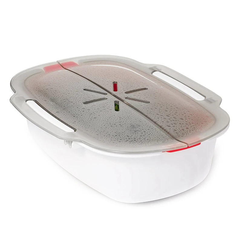 

2020 Steaming Dish Microwave Oven Steamer Basket Fish Meat Vegetables Food Steamer 2 Layer Cookware Durable Kitchen Tool