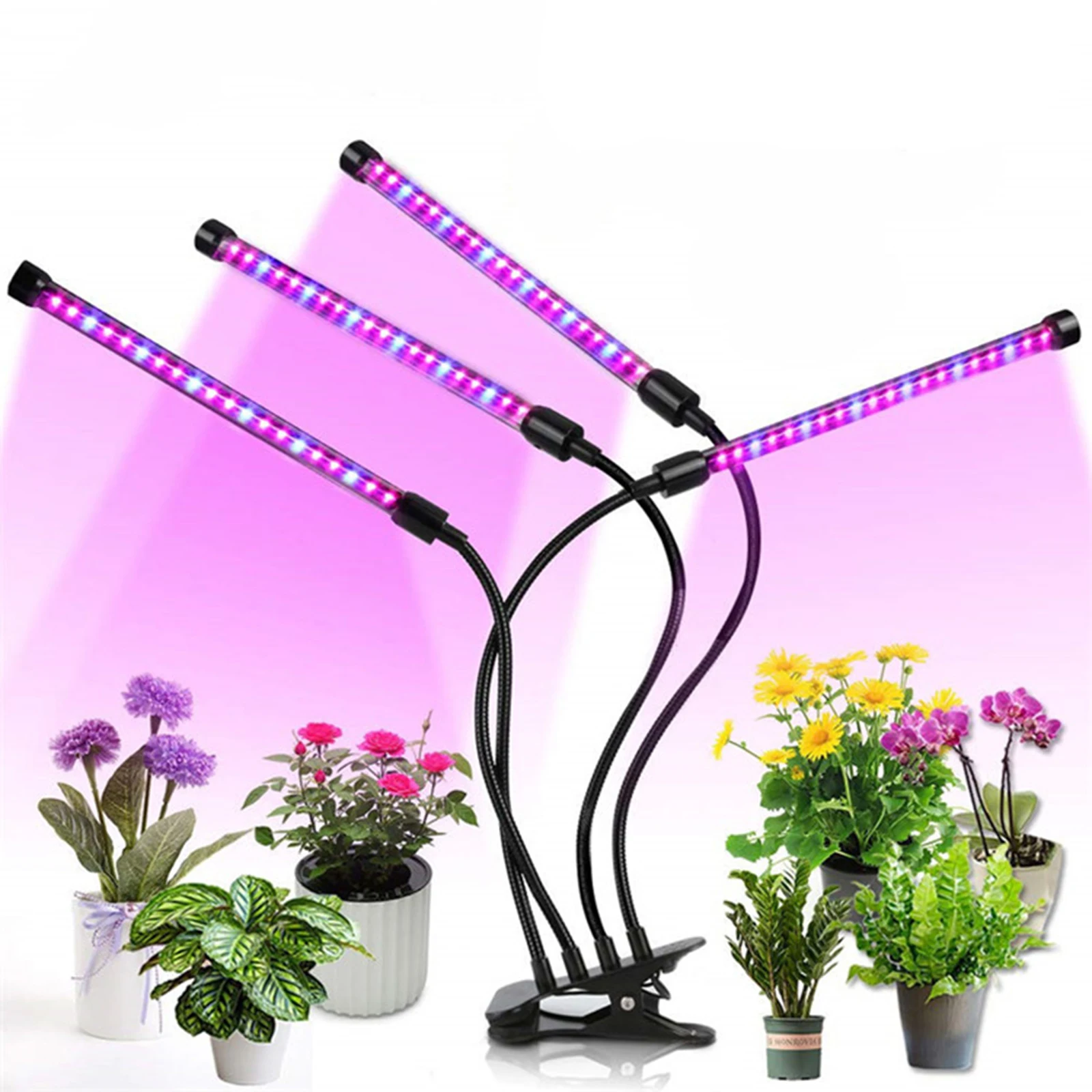 

LED Grow Light with Clip Plant Growing Lamp with Blue Red LEDs for Indoor Plants 9-Level Dimmable Auto On Off Timing 3 9 12Hours