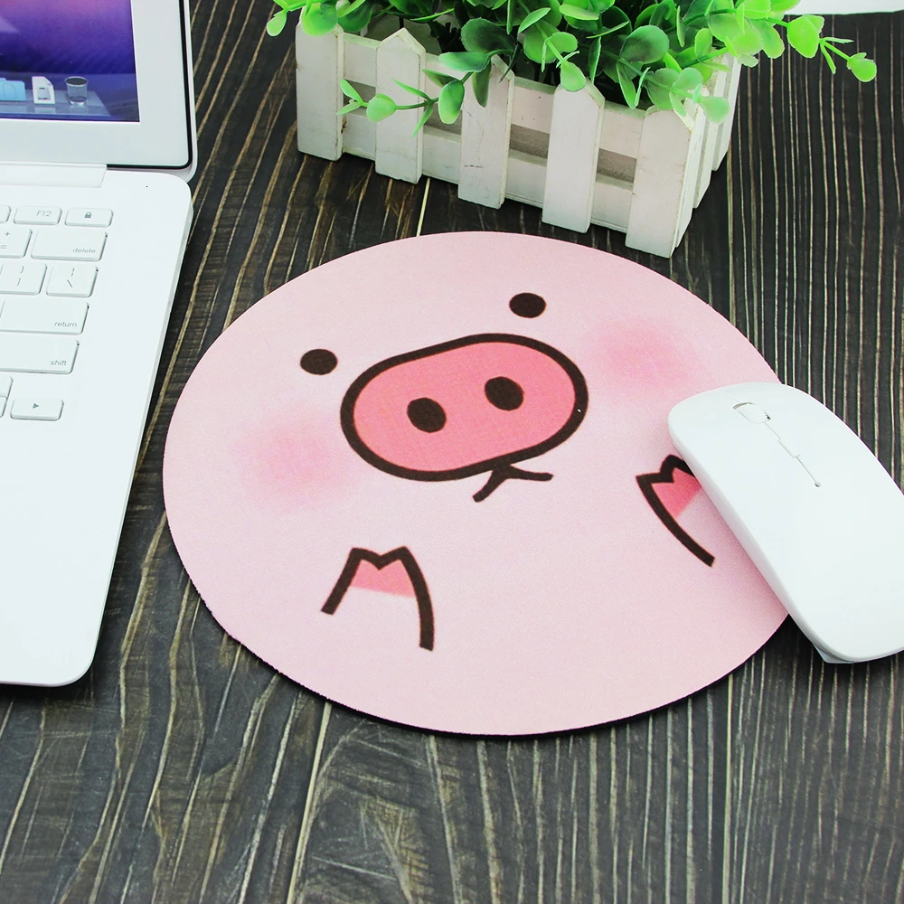Милый круглый коврик для мыши CHYI с мультяшным котом/кроликом/свиньей