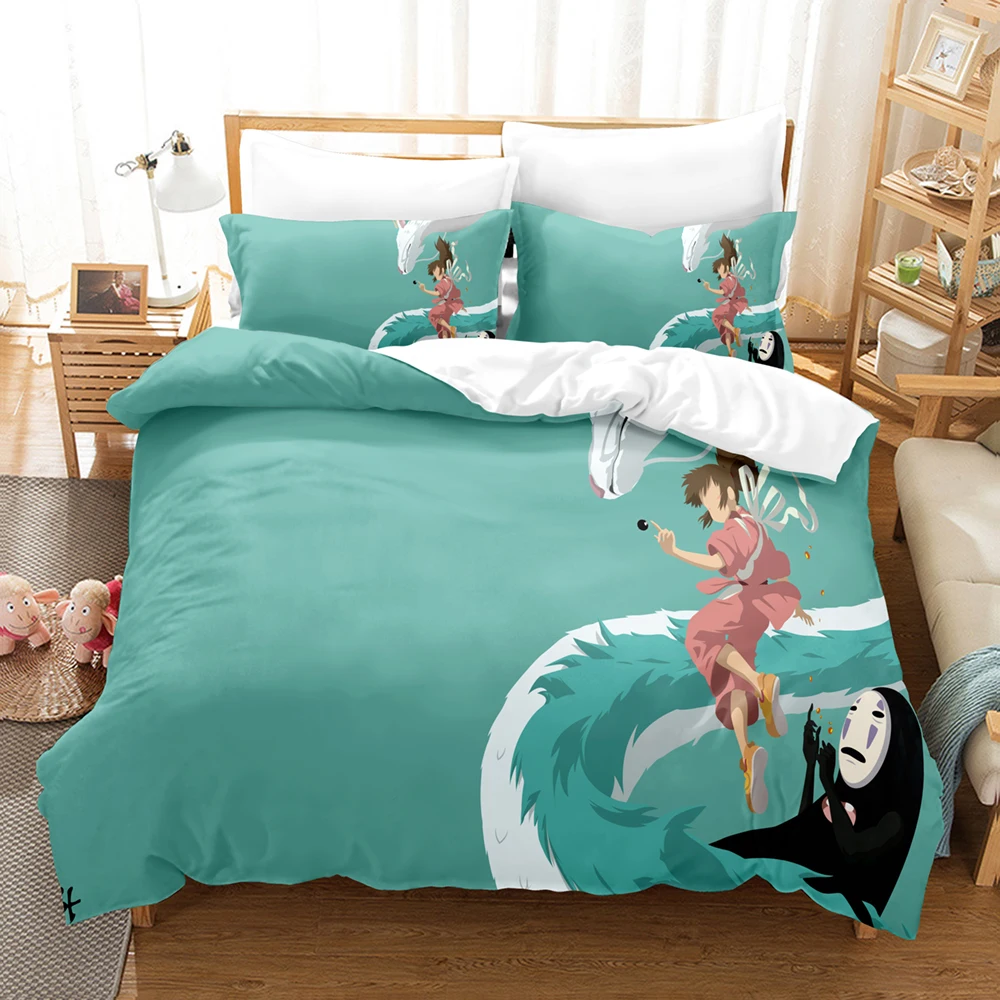 Spirited Away Bedding Set Japanese Anime Kids Gift Duvet Cover Comforter Bed Linen Queen King Single Size With Pillowcases | Дом и сад