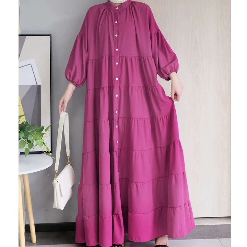 Платье Wepbel с длинным рукавом, абайя, Исламская одежда, свободное женское мусульманское платье, арабское платье, однотонный цвет, Турция, каф...