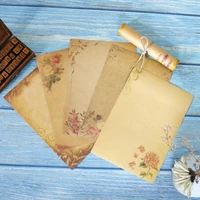16sheets vintage flower design kraft letter paper creative brown craft writing paper stationery letter pad office supplies