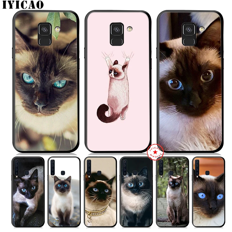 IYICAO милый мягкий чехол для телефона с сиамским котом Samsung Galaxy A9 A8 A7 J6 A6 Plus 2018 A5 A3 2016