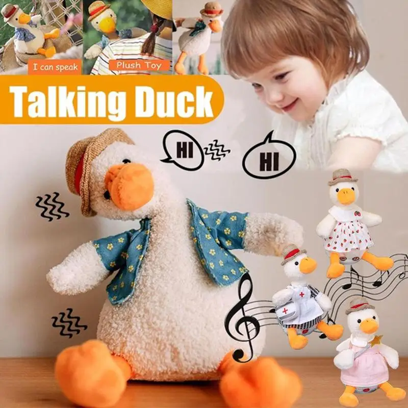 

Talking Duck Speak Talk Sound Record Repeat Straw Hat Plush Animal Birthday For Children Gift Toy Duck Kawaii Duck Stuffed U2J1