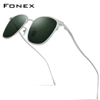 fonex pure titanium sunglasses men new fashion retro vintage square high quality polarized uv400 sun glasses for women 8522