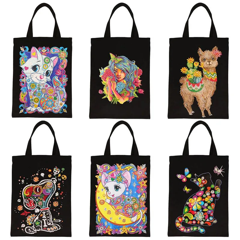 

DIY Diamond Painting Handbag Reusable Shoulder Shopping Storage Bag Home Decoration Gift Canvas Bag Eco-friendly Shopping Bags