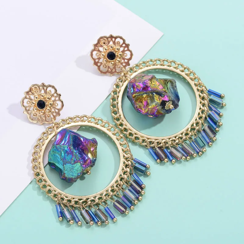 Женские серьги-подвески с крупными камнями Shineland | Украшения и аксессуары