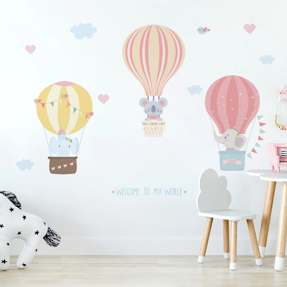 Наклейки на стену Мультяшные воздушные шары милые животные украшение для