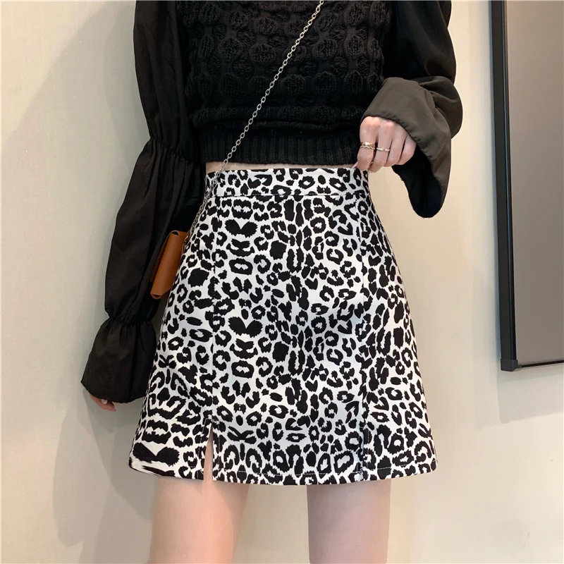 Leopard Causal A-line 3 Sizes S-l High Waist High Waist Causal Street Style Club 2021 Summer New Women Skirts