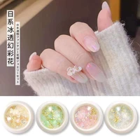 1 box 6 style nail art butterfly design 3d flower resin decoration aurora nails rhinestone for manicure accessories