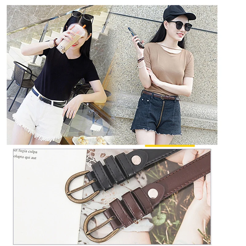 Женский ремень с простой пряжкой в стиле ретро высокое качество тонкий из