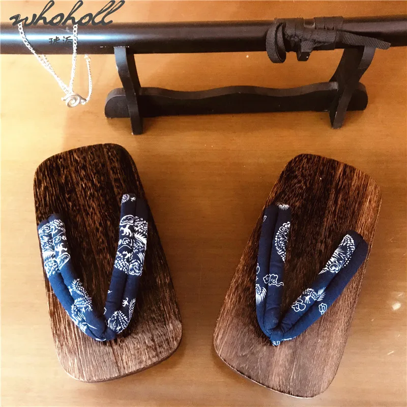 

WHOHOLL Geta Man Japanese Geta Slippers Summer Indoor Flip-flops Wood Clogs Shoes For Man Cosplay Cosutmes Shoes