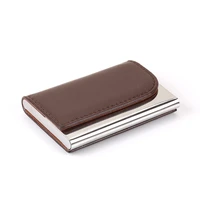 high quality stainless steel business card case leather men luxury brand id credit card visiting cards holder wallet