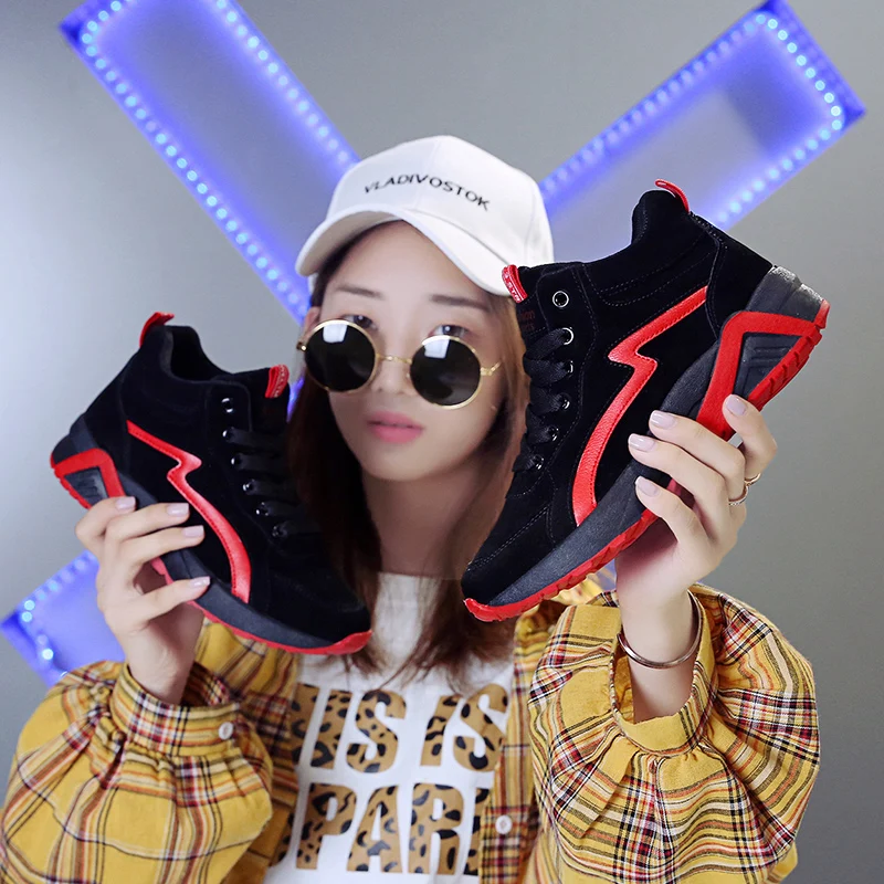 

Spring Ladies Fashion Sneakers Comfortable Shock Absorption Breathable Running Shoes Leather Large Size High Quality Footwear