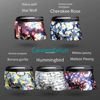4 piece suit gift box mens underwear boxer shorts modal personality trend show breathable loose boxer shorts head pants