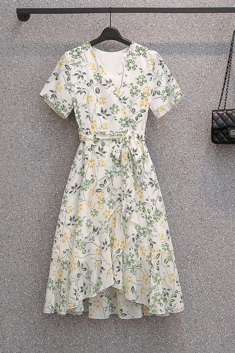 

Women Floral Summer Plus Size L-4XL Dress XXXL 3XL XXXXL Party Cocktail Holiday Birthday Beach Slim Casual Dress For 100KG Woman