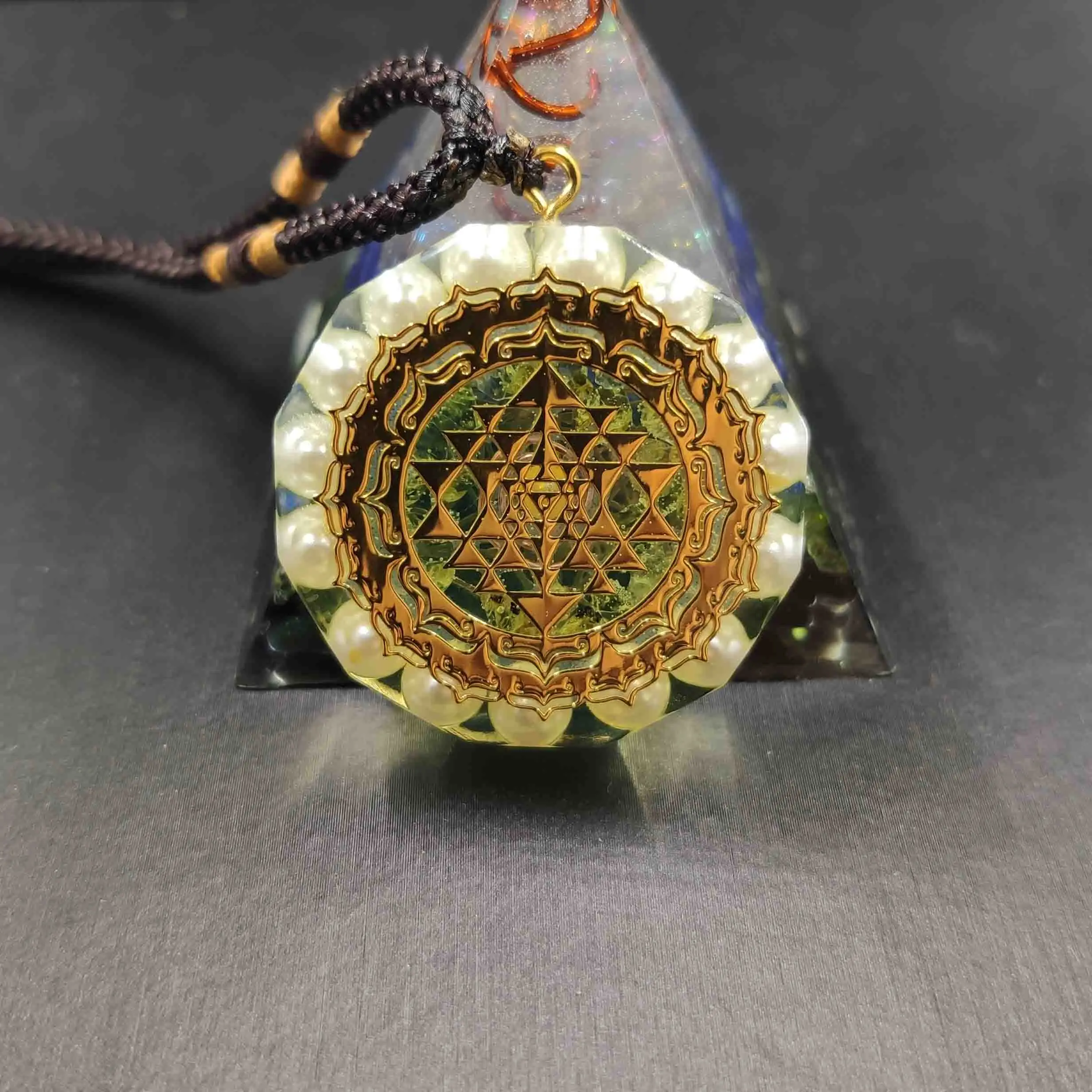 

Orgonite Pendant Sri Yantra Necklace Sacred Geometry Chakra Energy Necklace Meditation Jewelry