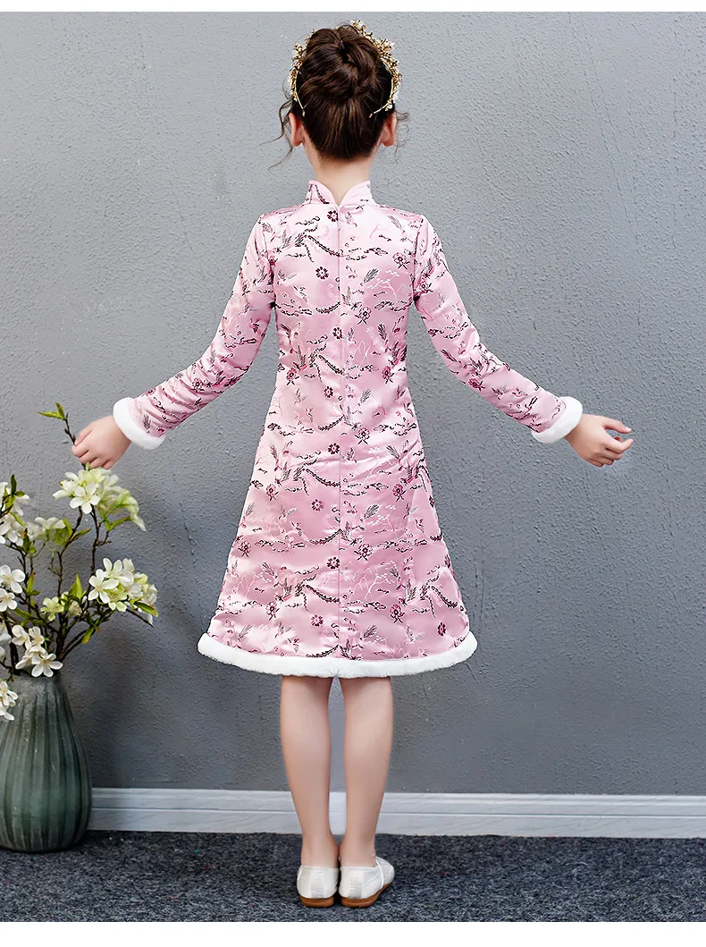 Утепленная одежда платье с цветочным узором для девочек на свадьбу подружки