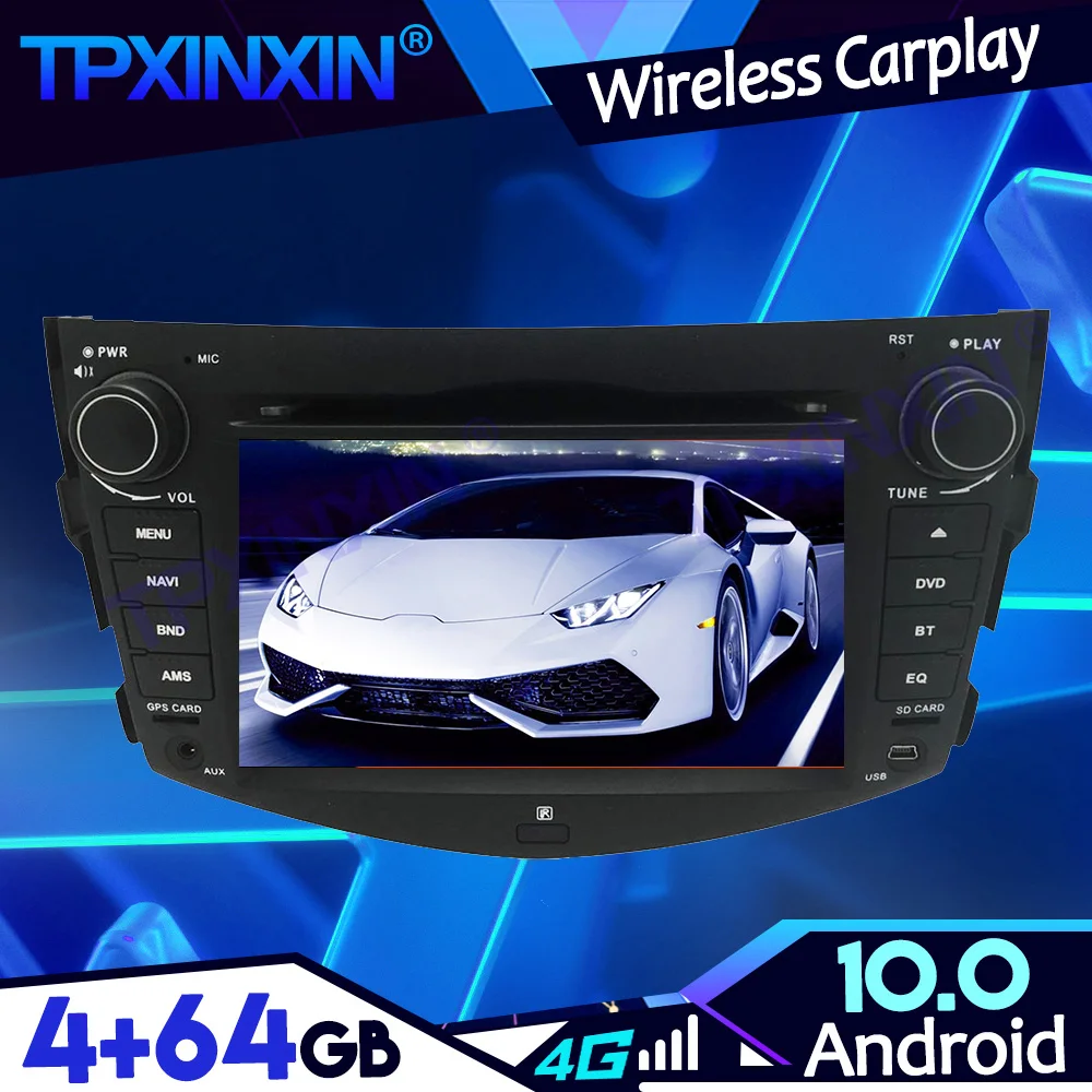 Android 10 0 4 Гб + 64 ГБ для Toyota RAV4 2006-2012 автомобильный PX6 IPS Carplay Tape Recoder мультимедийный