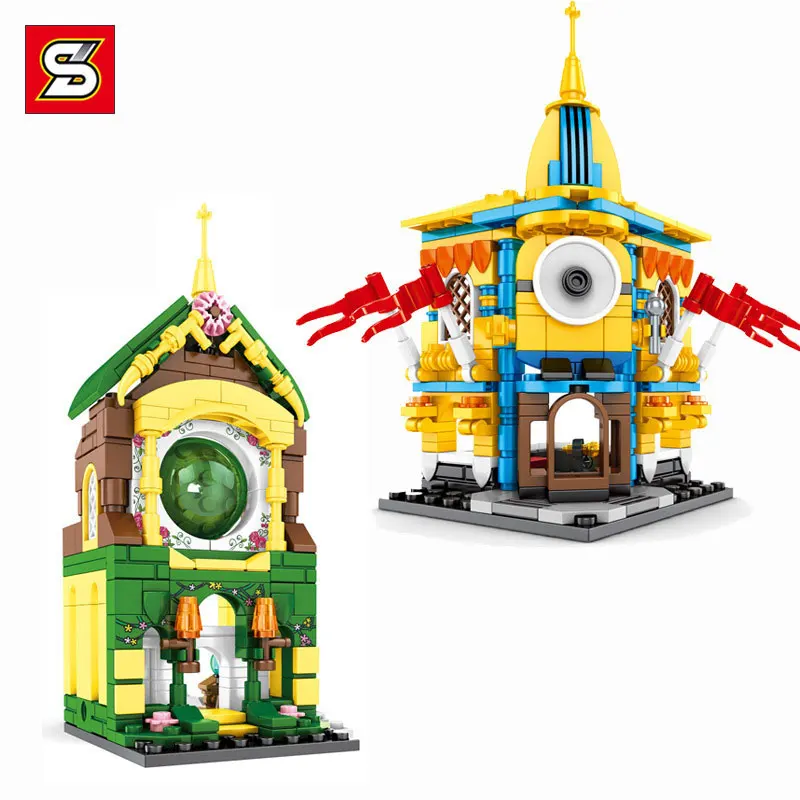 SY6801 мини Вид из окна кирпичи игры Angry Birds Миньон светильник год лес Волшебный дом