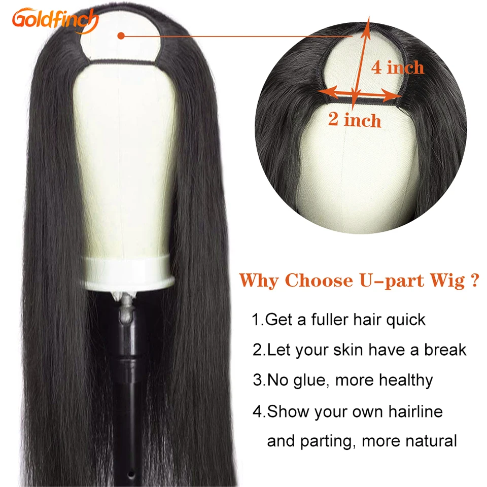 Прямой u образный зажим в парик человеческих волос Необработанные индийский из