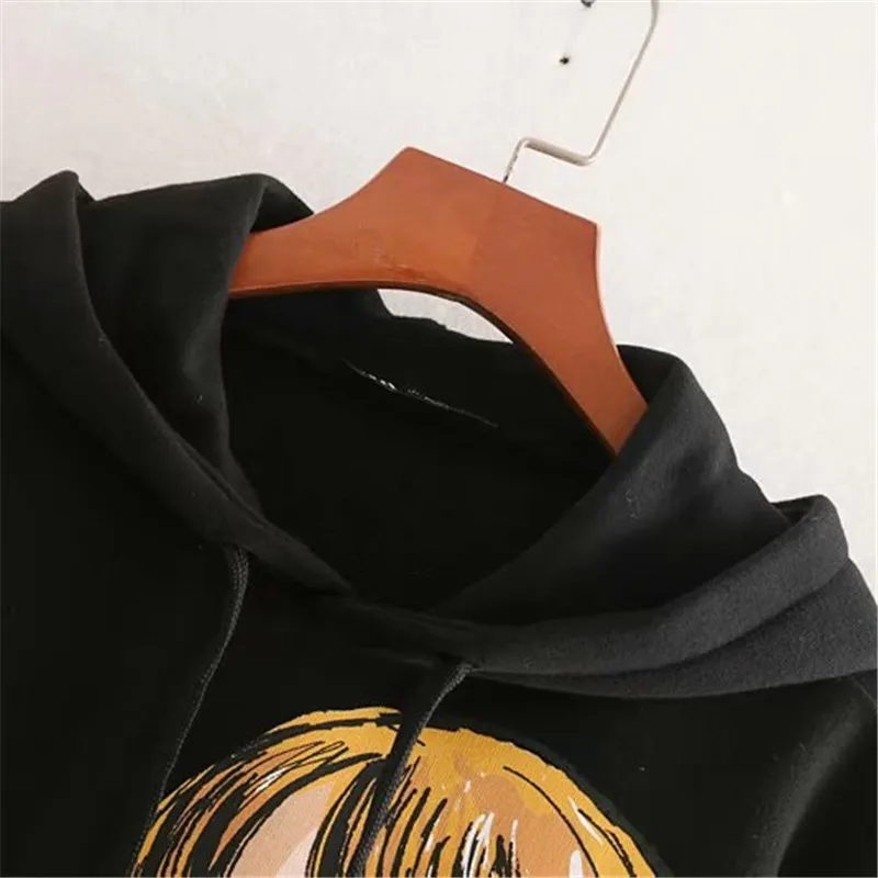 Уличная Повседневная Толстовка с капюшоном Дамская Мода принтом граффити