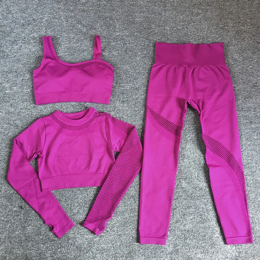 Женские костюмы для фитнеса комплект из 3 предметов йоги рубашка с длинным