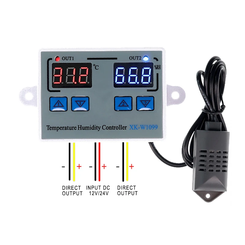 

XK-W1099 цифровой Управление Температура микрокомпьютерный термостат переключатель Температура детектор парниковых контроля 12/24/110-220V