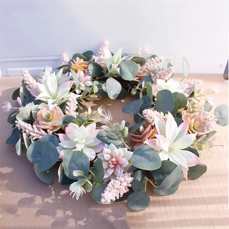 Artificial Wreath Door Trim Ornament Hanging Succulent Fake Flower Garland for Home Garden Christmas Wedding Decoration Floral | Дом и сад