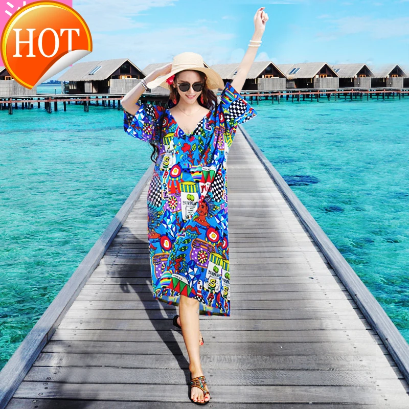 

Sanya Sabah chiffon long skirt holiday skirt Bohemian beach skirt V-neck ethnic dress women