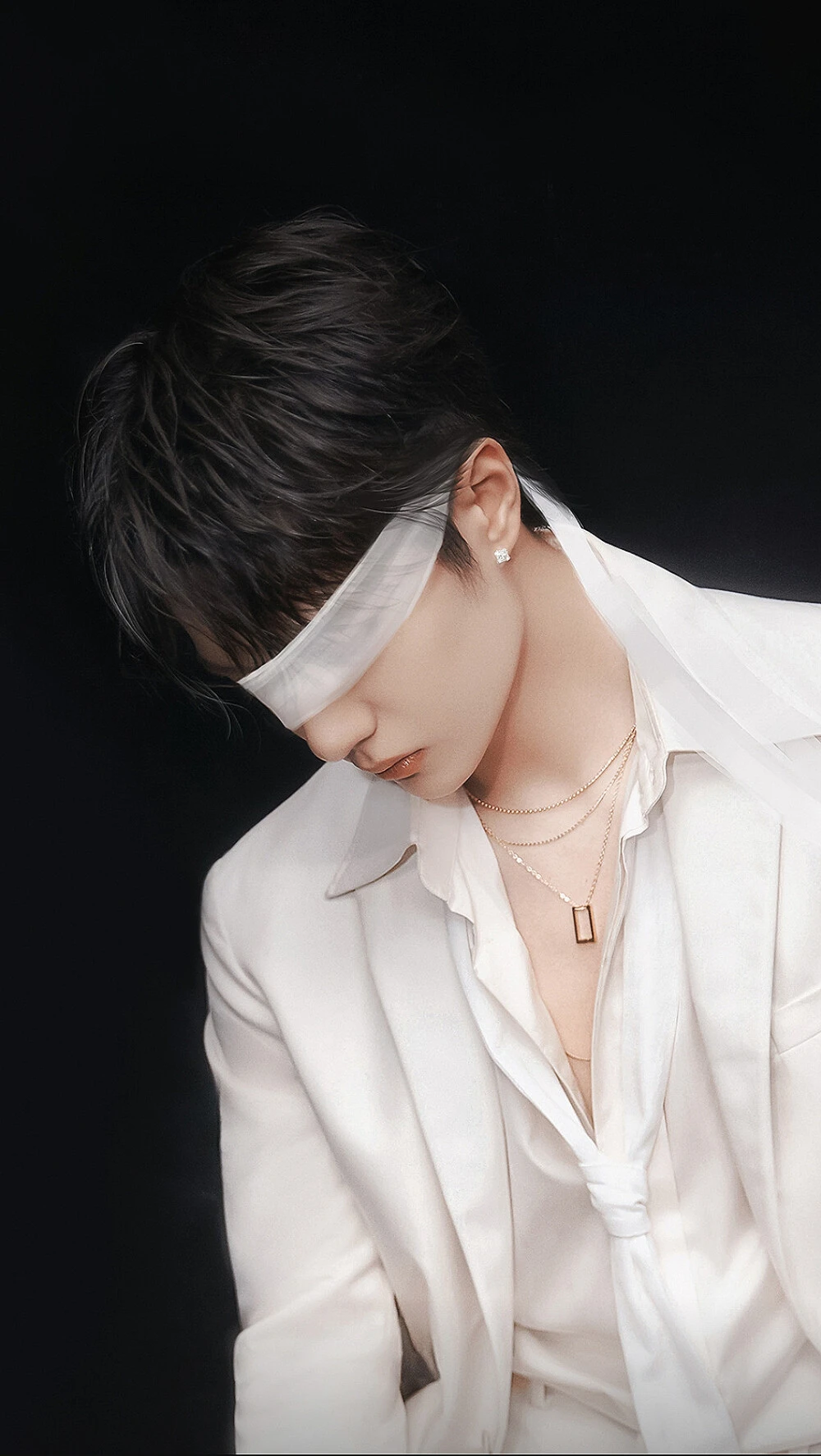 Портрет китайского актера Ван ибо черно-белый плакат Декор настенный холщовая