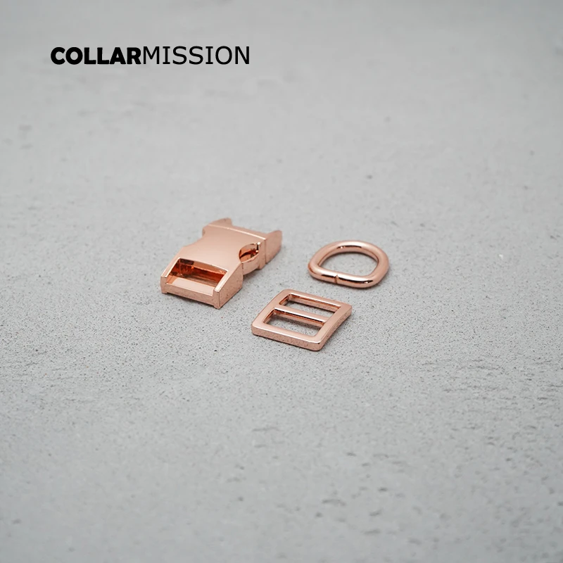 100 unids/lote (hebilla de metal + Tri-Glid + D anillo/set)15mm metal plateado hebilla para bolsa correas DIY collar de perro accesorios 8 colores-4