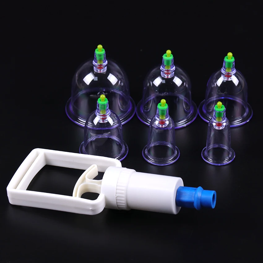 Vacuum Cupping Body Massager Cups Jar Set Plastic Vacuum Suction Therapy Cupping Cans For Massage 6PCS/Set