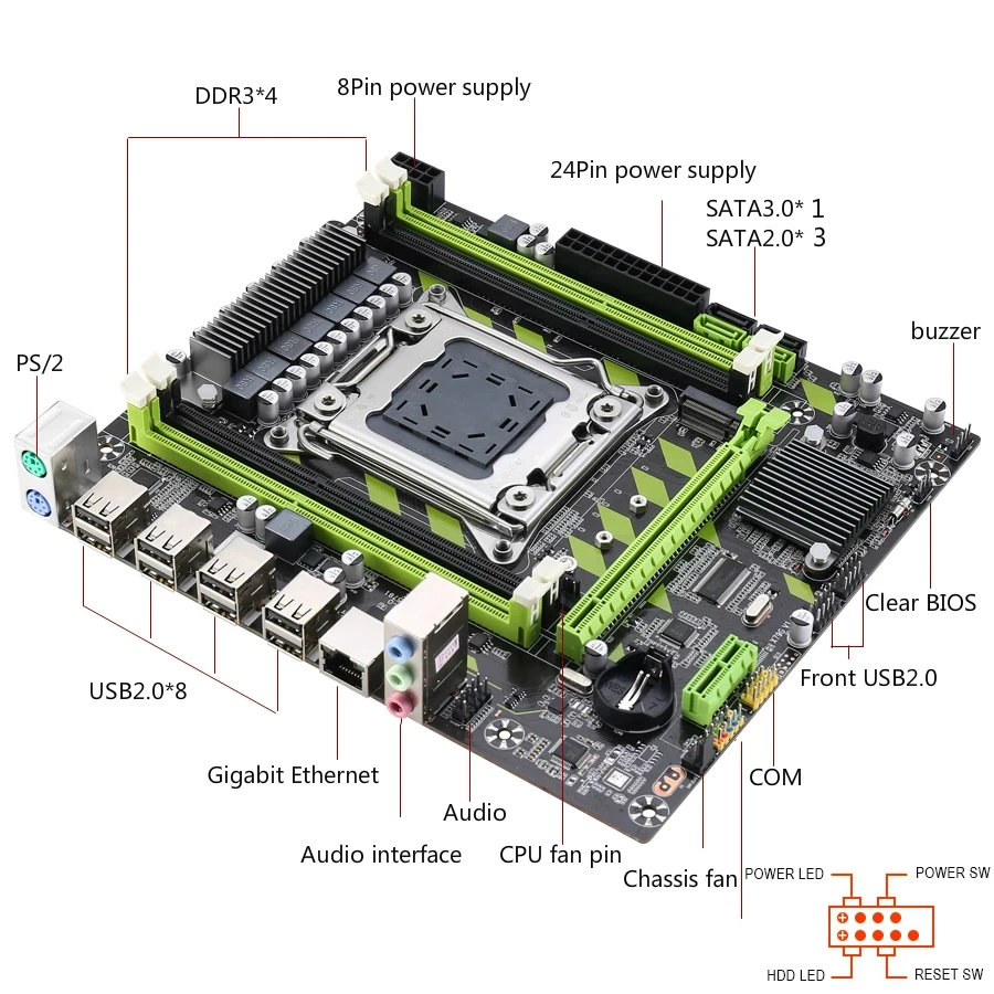 Комплект материнской платы KLLISRE X79G X79 с LGA2011 combos Xeon E5 2620 ЦПУ 4 шт. x ГБ = 16 Гб памяти DDR3