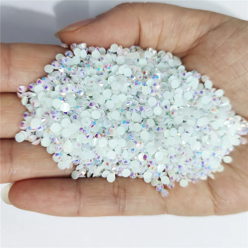 

Jelly Pure white AB Color 2mm,3mm,4mm,5mm,6mm Facets FlatBack Resin Rhinestone Nail Art Garment Decoration Stones/Beads
