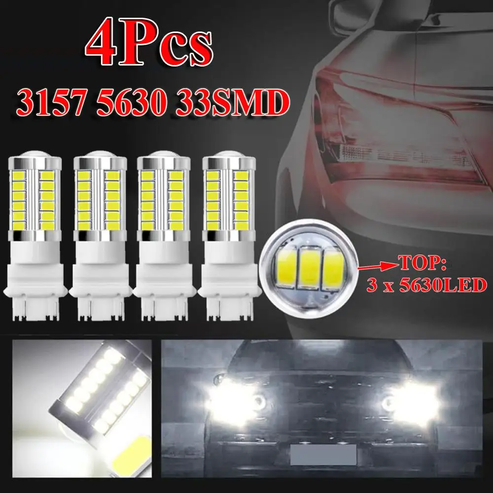 4 шт. Белый 3157 3457 3057 сигнал 33SMD резервная светодиодсветодиодный лампа заднего хода