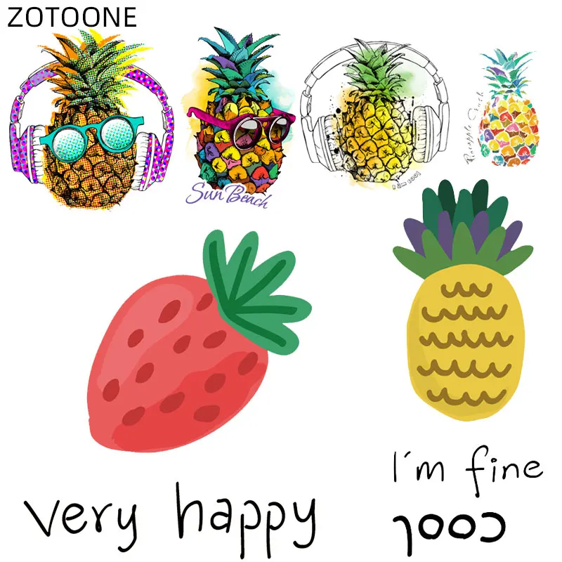 ZOTOONE Strawberry Patch for Summer Clothing Ironing Applique Pineapple Stickers Thermo Transfers Kids Patches T-shirt D | Дом и сад