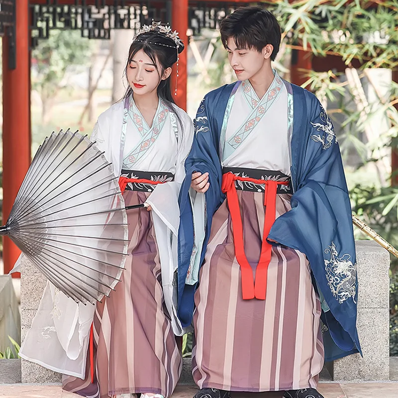 Men Hanfu Traditional Dance Costumes Women Chinese Dragon Print Folk Performance Clothing Oriental Festival Outfit BL4046 | Тематическая