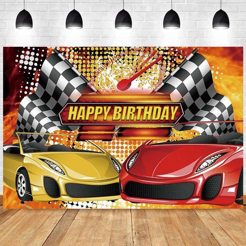 

Cars Photo Backdrop Boys Kids Baby Shower Train Happy Birthday Party Photograph Background Banner Decoration