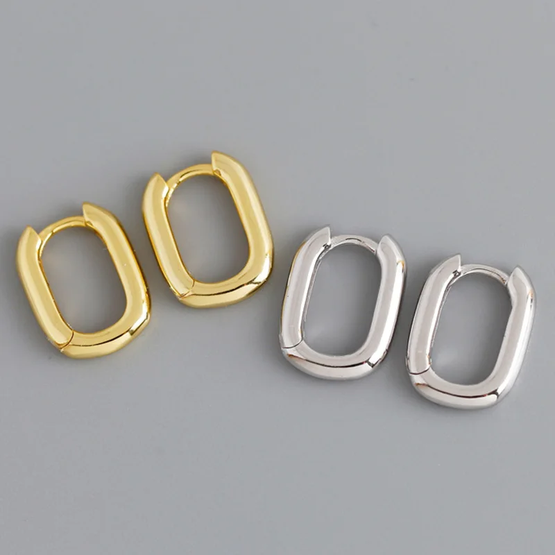 Kpop Серьги Геометрические овальные маленькие серьги кольца золотого/серебряного