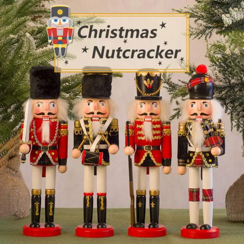 

30cm Wooden Nutcracker Soldier Ornaments Desktop Crafts Kids Gifts Christmas Decor For Living Room Figurines Walnut Puppet