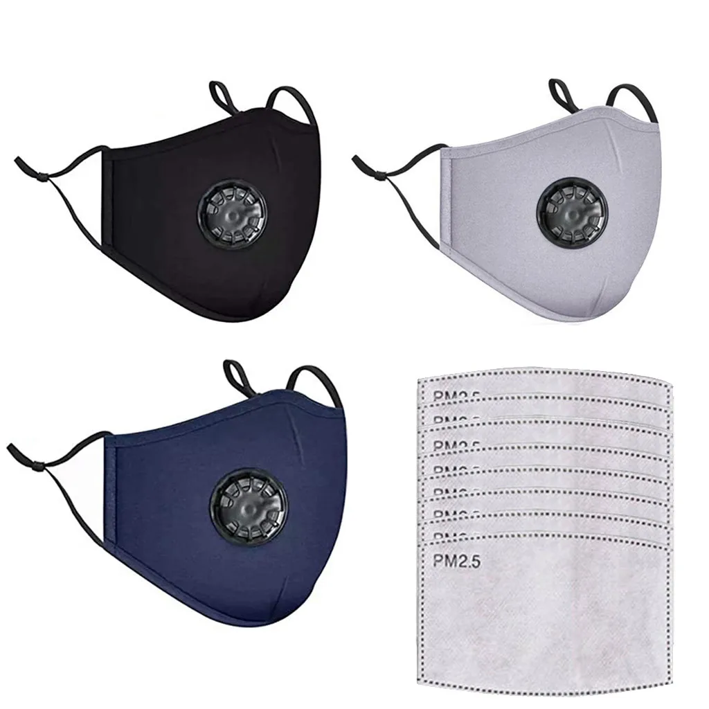 

Black Blue Gary Random Dust Proof Mask Reusable Pm2.5 Mouth Mask Dust Proof Haze Face Mask 100% Cotton Unisex Mouth Cover