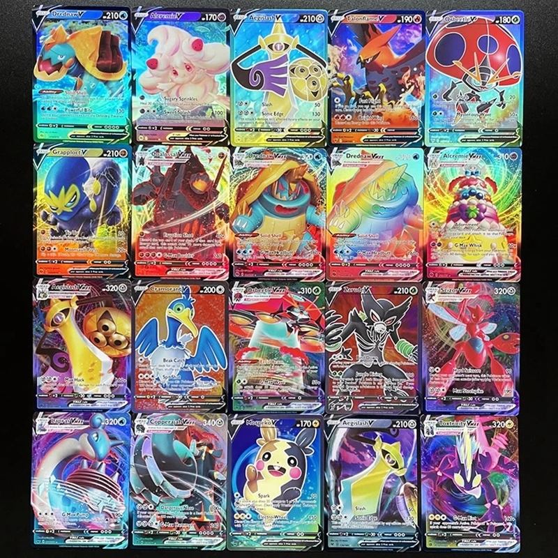 100pcs pokemon v vmax cards display english version pokémon shining cards playing game collection booster box kids toy free global shipping