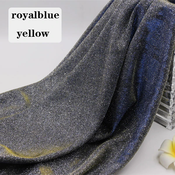 royalblue yellow 140 X 100CM Gradient Dancing Stage Sequin Glitter Fabric African Tissus Patchwork Tulle Weddings Party Decoration Fabrics - Color: royalblue yellow