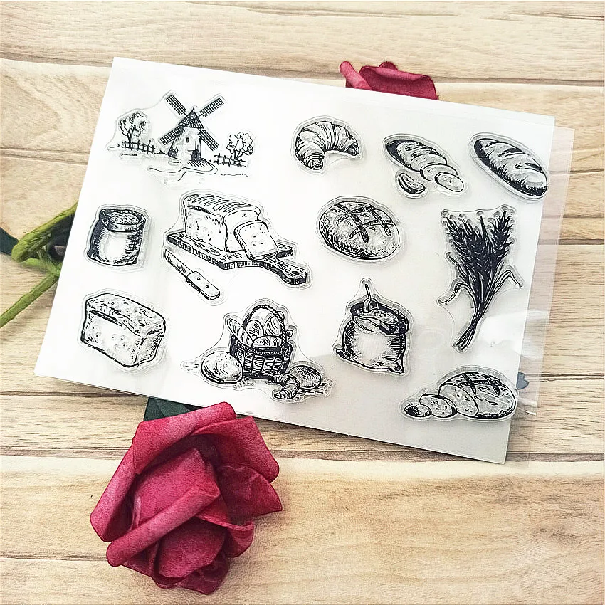 Прозрачные штампы с изображением вкусного хлеба 11 х16 см силиконовые пломбы