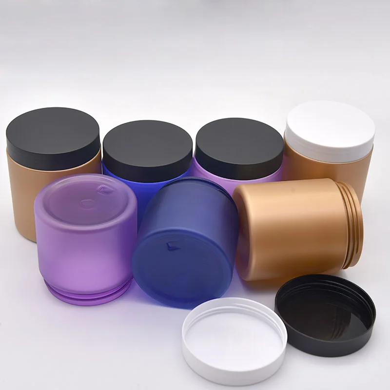 200g 250g X 30 Matte Gold Blue Purple Empty Cosmetic Cream Bottles PET Frosted Jar Container For Packaging Skin Care Pots Tin