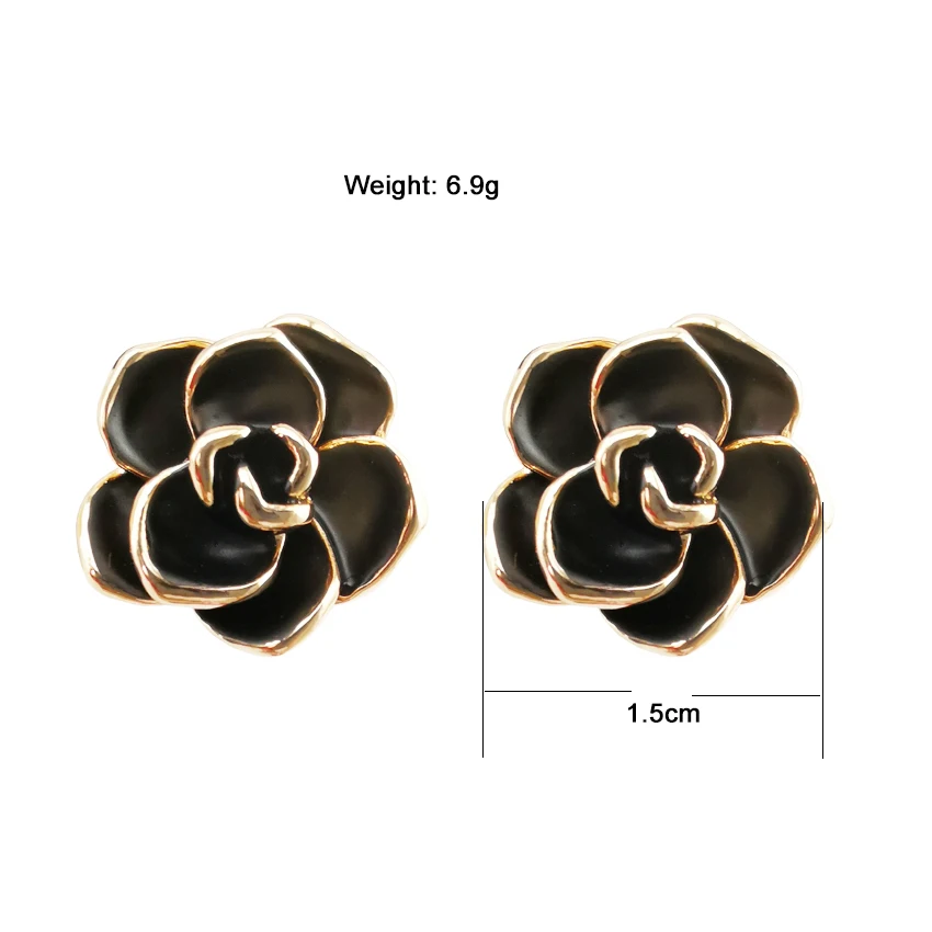 

HUDIESHUO New Earrings Black Rose Flower Clip Earrings for Women