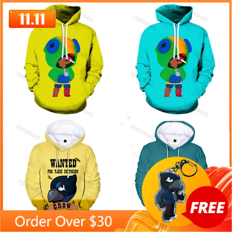 

Browlers Cartoon Tops Teen Clothes POCO Shelly 8 To 19 Years Kids Sweatshirt Shooter Game Leon 3D Printed Hoodie Boys Girls