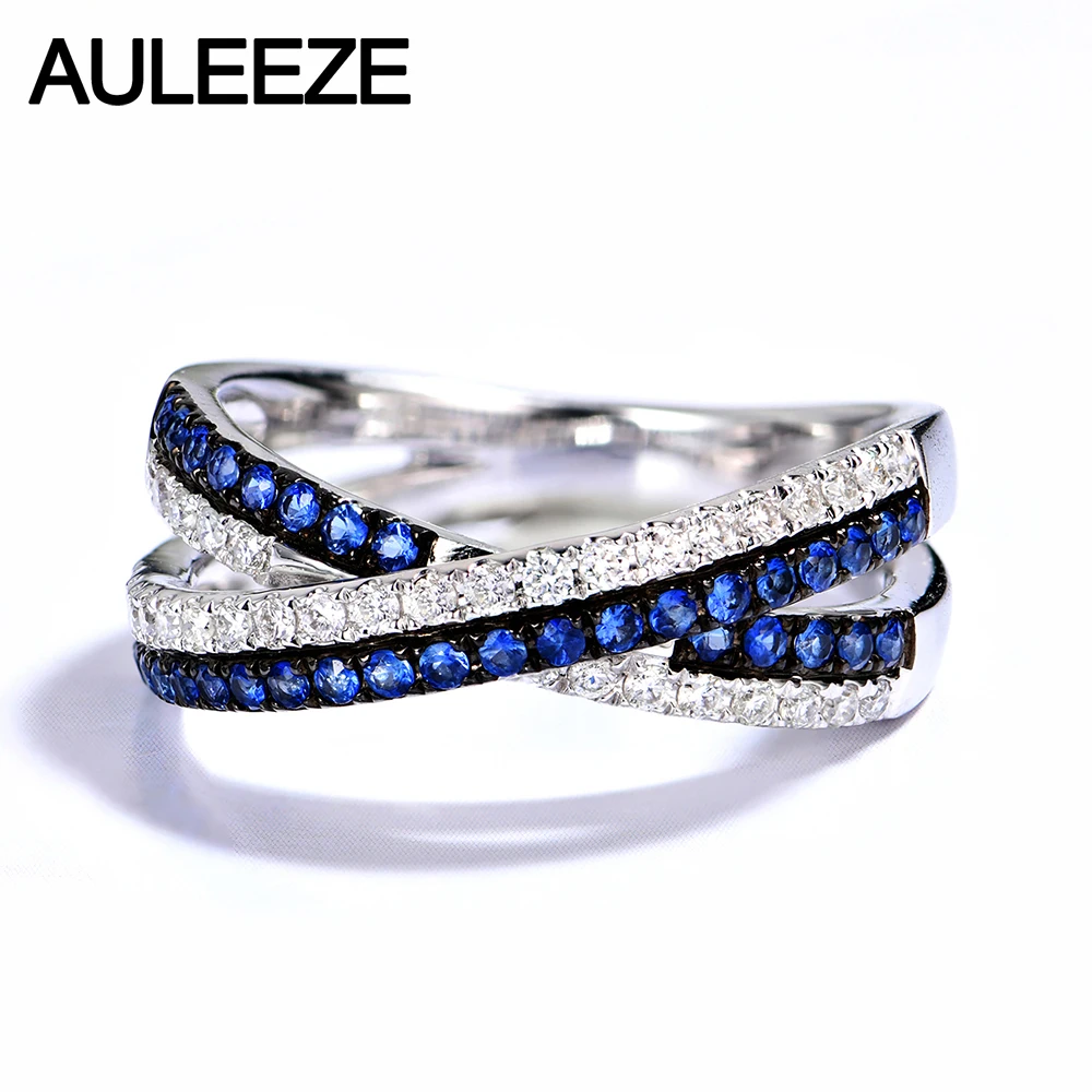 

Женское кольцо с натуральным сапфиром AULEEZE, кольцо из белого золота 18 карат с натуральным бриллиантом